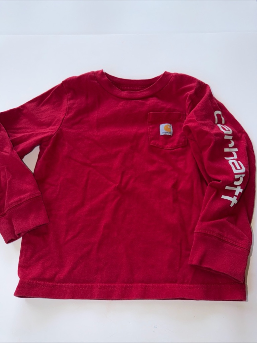 Carhartt T Shirt Long Sleeves Youth Size 2T Red Pocket Logo